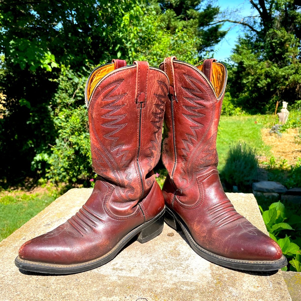 Vintage Leather Cowboy Boots, Vibram Sole